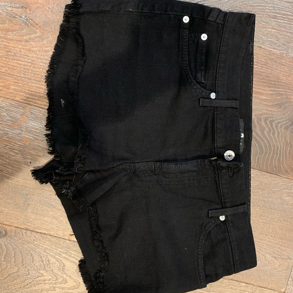Black denim shorts